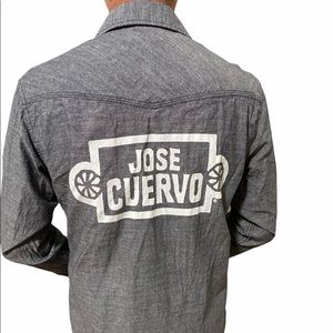 BURNSIDE Jose Cuervo Gray White Button Shirt L